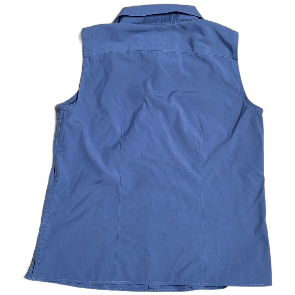 Talbots Sleeveless Button Up Shirt Women's Size 8 Blue Stretch Wrinkle Resistant - Picture 2 of 8